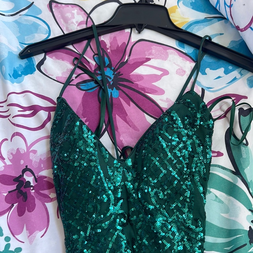 Sparkly green prom dress